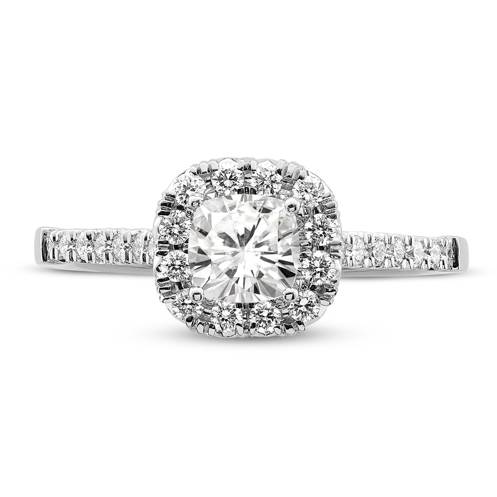 Diamond Halo Engagement Ring 7/8 ct tw Cushion/Round 14K White Gold pUD5qxfj