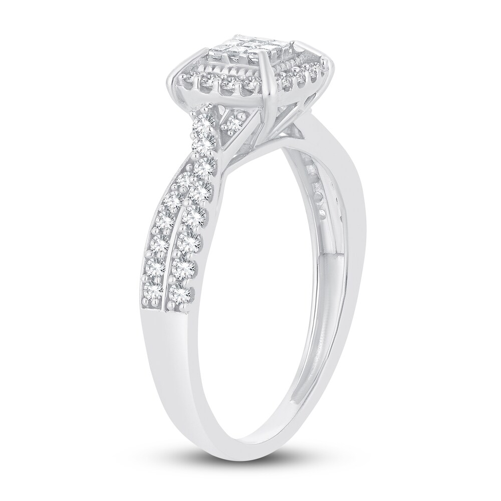 Diamond Ring 1/2 ct tw Round/Princess 14K White Gold pifPRs0F