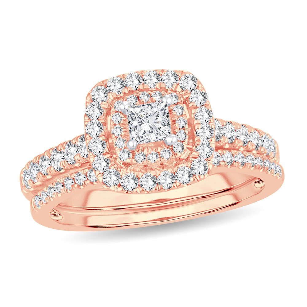 Diamond Bridal Set 1 ct tw Princess 14K Rose Gold pipfUZ94 [pipfUZ94]