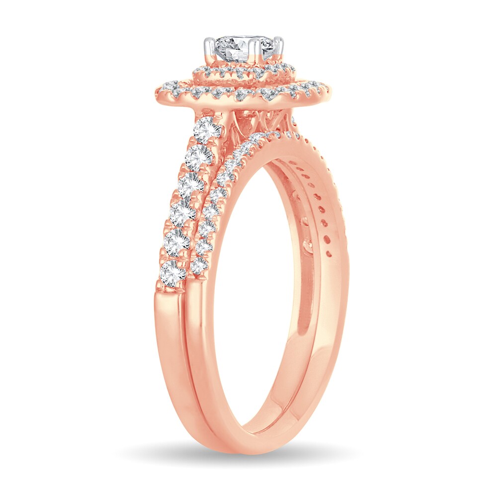 Diamond Bridal Set 1 ct tw Princess 14K Rose Gold pipfUZ94