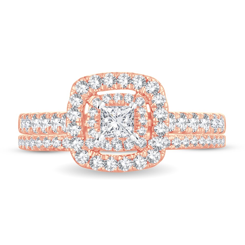 Diamond Bridal Set 1 ct tw Princess 14K Rose Gold pipfUZ94