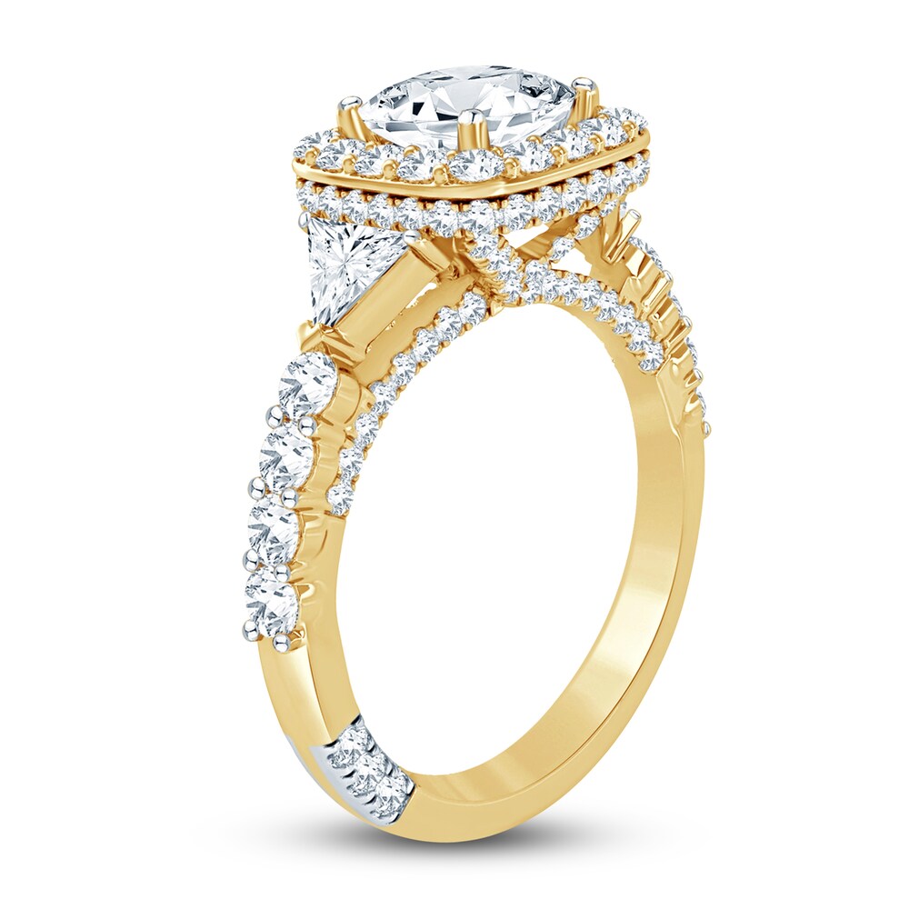 Pnina Tornai Lab-Created Diamond Engagement Ring 2-7/8 ct tw Cushion/Trillion/ Round 14K Yellow Gold pyg2bKWT