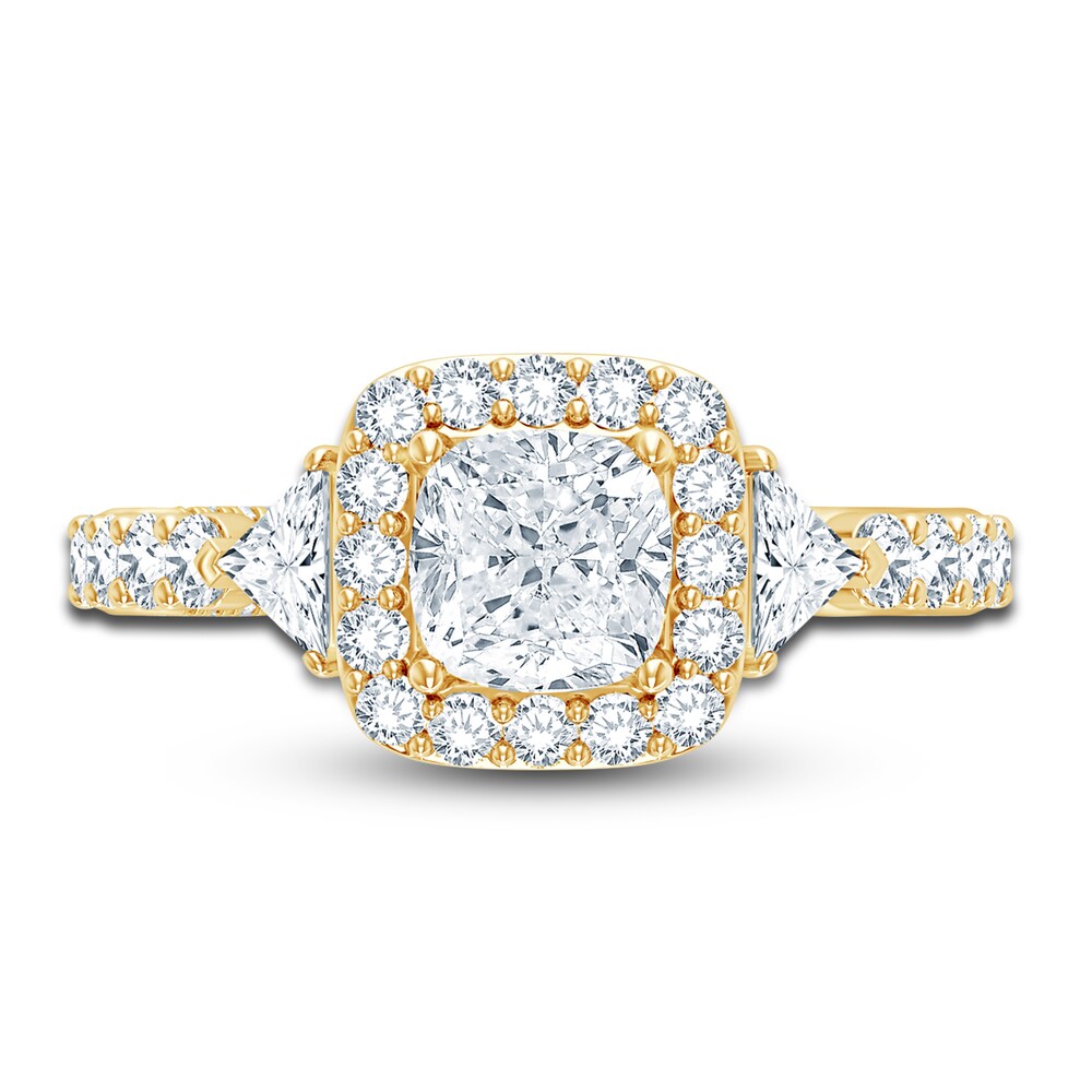 Pnina Tornai Lab-Created Diamond Engagement Ring 2-7/8 ct tw Cushion/Trillion/ Round 14K Yellow Gold pyg2bKWT