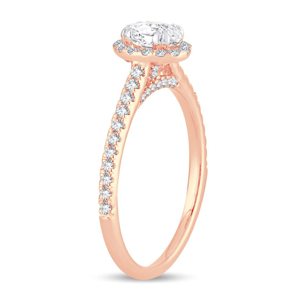 Diamond Ring 7/8 ct tw Oval 14K Rose Gold pz11MFAB