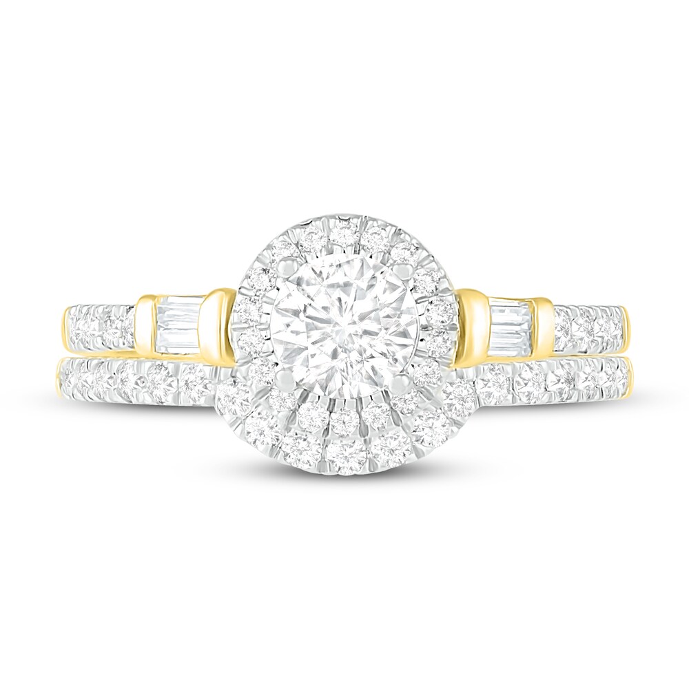 Diamond Bridal Set 1 ct tw Round/Baguette 14K Yellow Gold q9fxEW9e