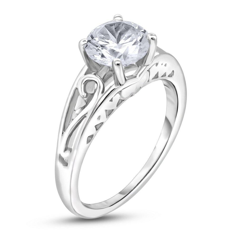 Diamond Solitaire Scroll Engagement Ring 3/4 ct tw Round 14K White Gold (I2/I) q9nUTt96