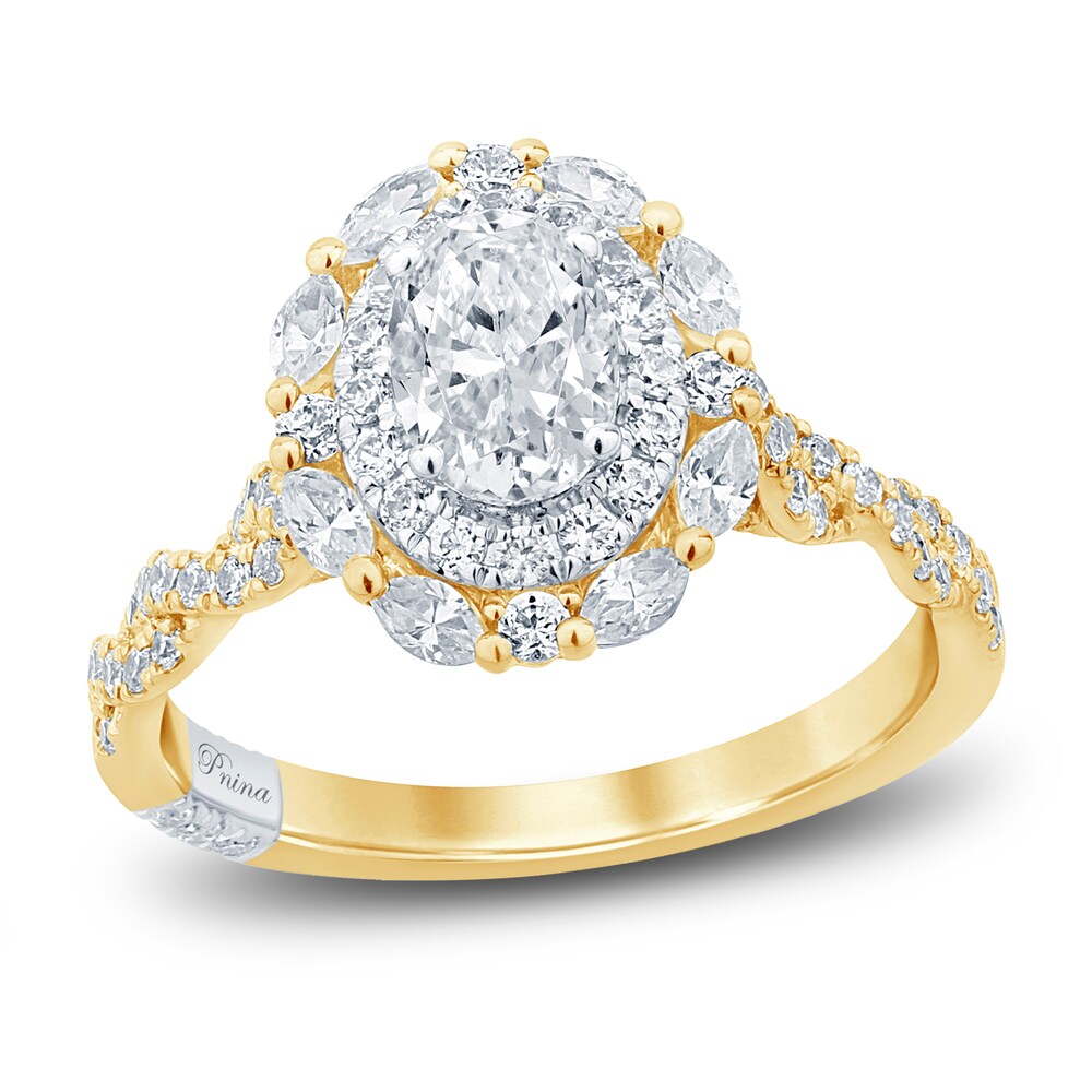 Pnina Tornai Diamond Engagement Ring 1-1/2 ct tw Oval/Marquise/ Round 14K Yellow Gold qCu6yOMs [qCu6yOMs]