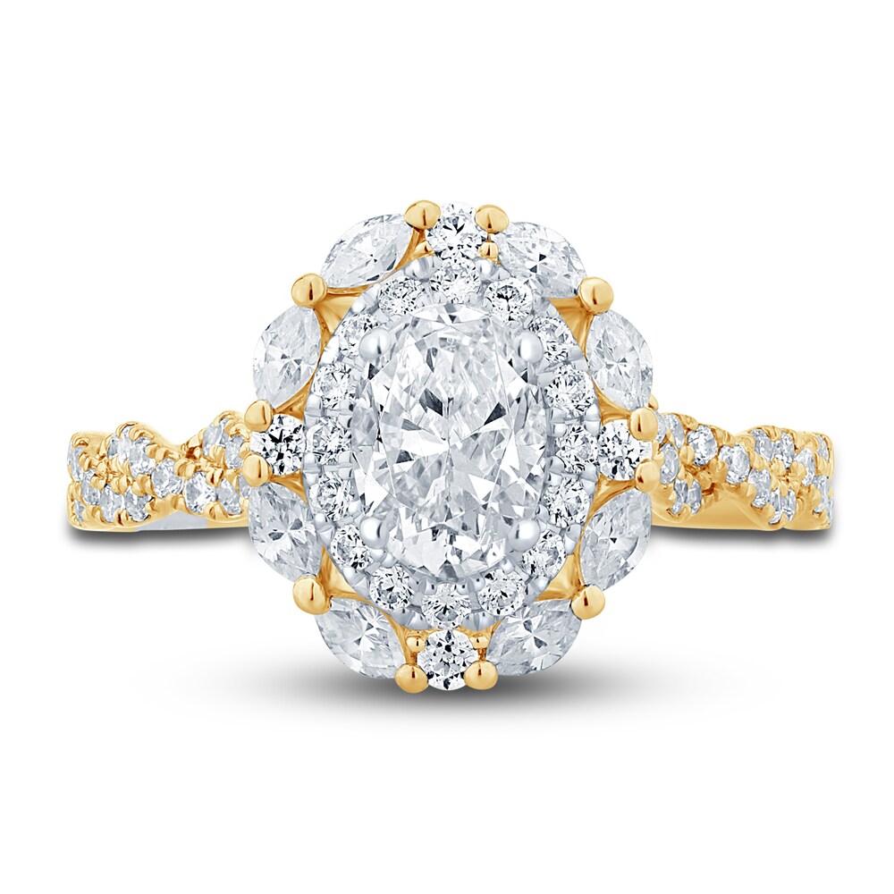 Pnina Tornai Diamond Engagement Ring 1-1/2 ct tw Oval/Marquise/ Round 14K Yellow Gold qCu6yOMs