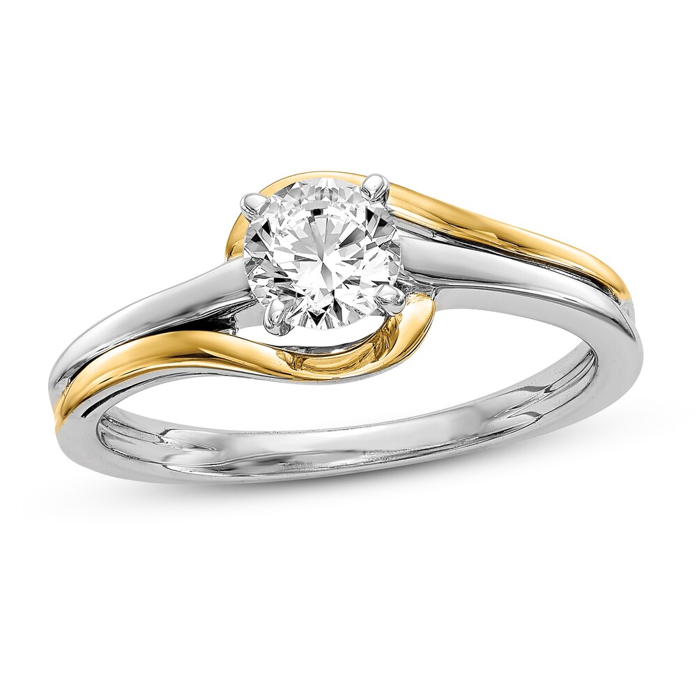 Diamond Solitaire Engagement Ring 1/2 ct tw Round 14K Two-Tone Gold (I1/I) qGtWeXNq