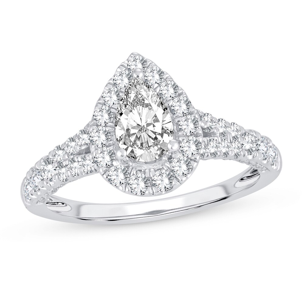 Diamond Engagement Ring 1-1/4 ct tw Round/Pear-shaped 14K White Gold qLvEnrt8 [qLvEnrt8]