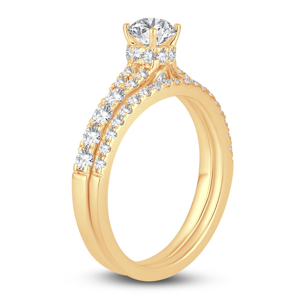 Diamond Bridal Set 1-1/4 ct tw Round 14K Yellow Gold qRaGpkTb