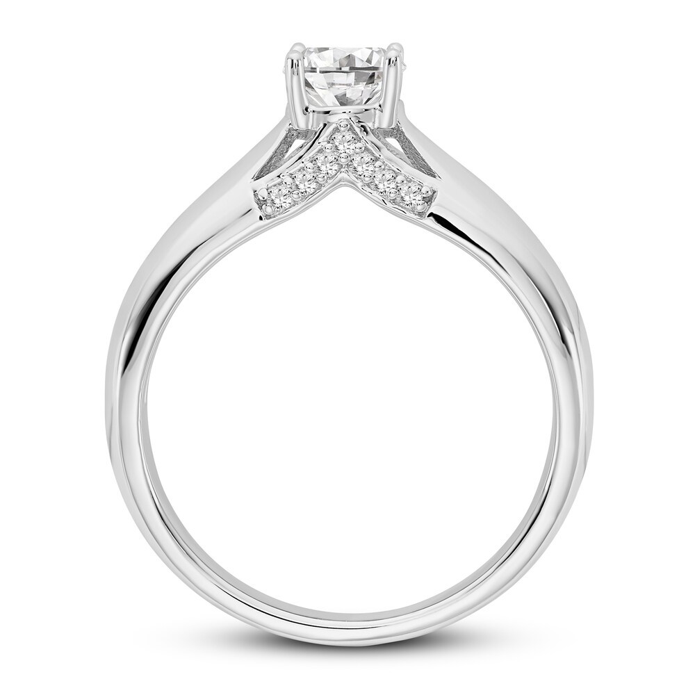 Diamond Solitaire Engagement Ring 1/2 ct tw Round 14K White Gold qe09W71d