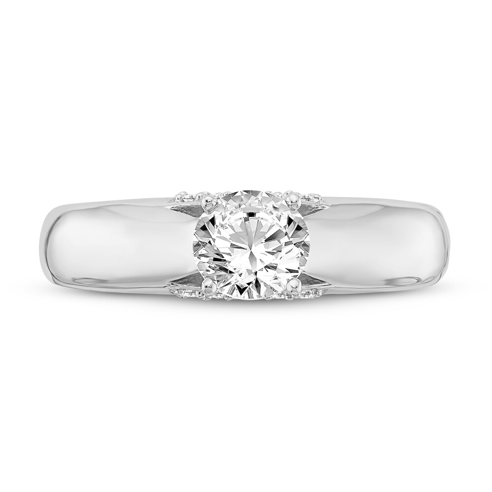 Diamond Solitaire Engagement Ring 1/2 ct tw Round 14K White Gold qe09W71d