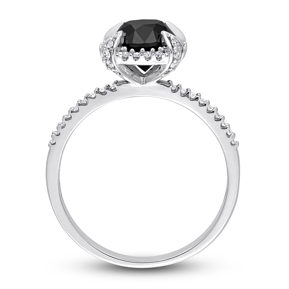 Black & White Diamond Engagement Ring 2 ct tw Round 14K White Gold qi0tNx09