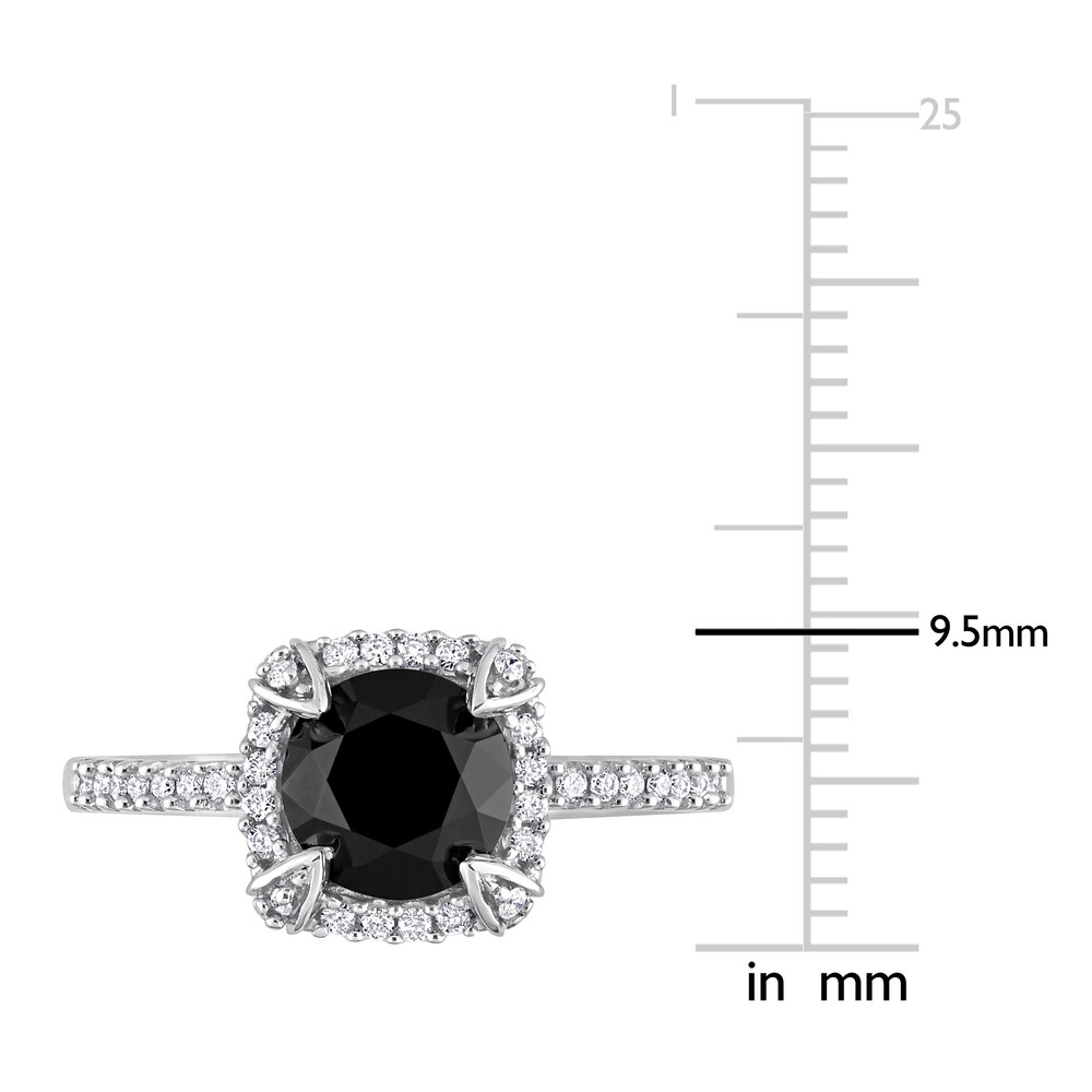 Black & White Diamond Engagement Ring 2 ct tw Round 14K White Gold qi0tNx09