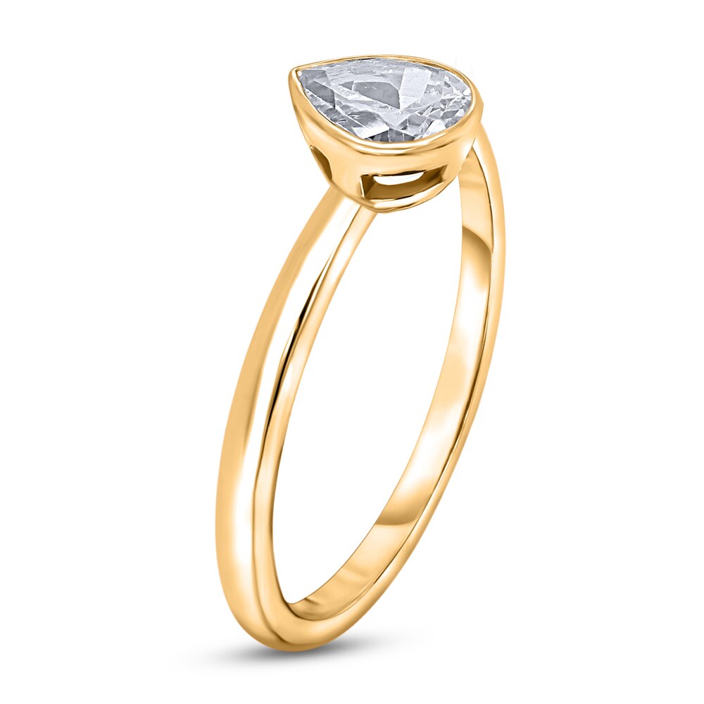 Diamond Solitaire Engagement Ring 1-1/2 ct tw Bezel-Set Pear-cut 14K Yellow Gold (I2/I) qoBT8Jrm