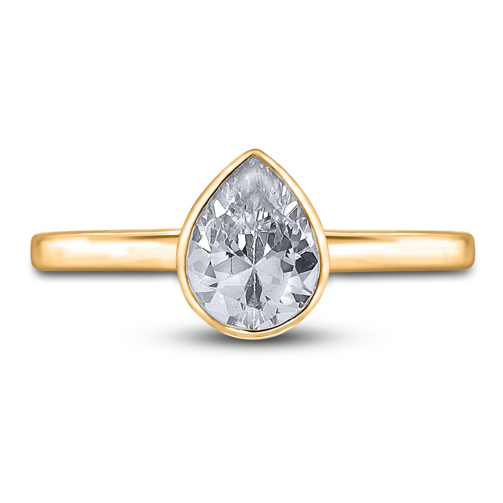 Diamond Solitaire Engagement Ring 1-1/2 ct tw Bezel-Set Pear-cut 14K Yellow Gold (I2/I) qoBT8Jrm