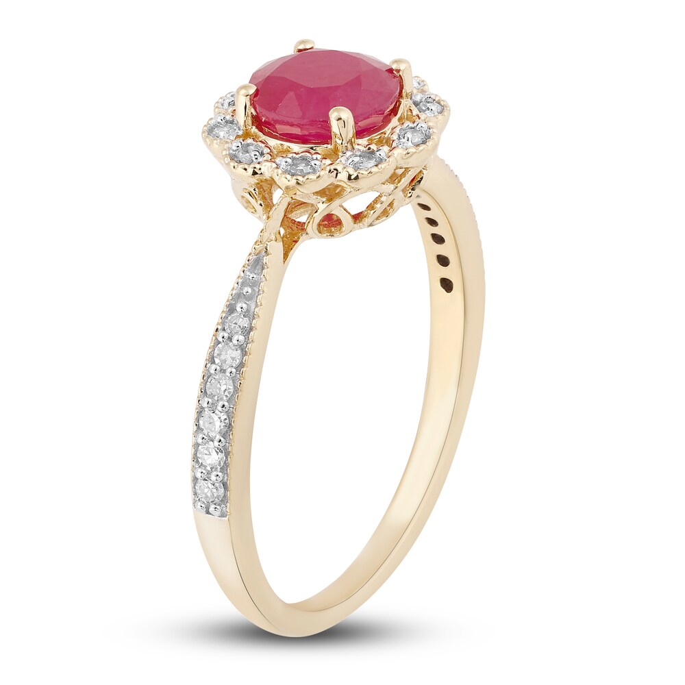 Natural Ruby Engagement Ring 1/8 ct tw Diamonds 14K Yellow Gold qx0dKBMr