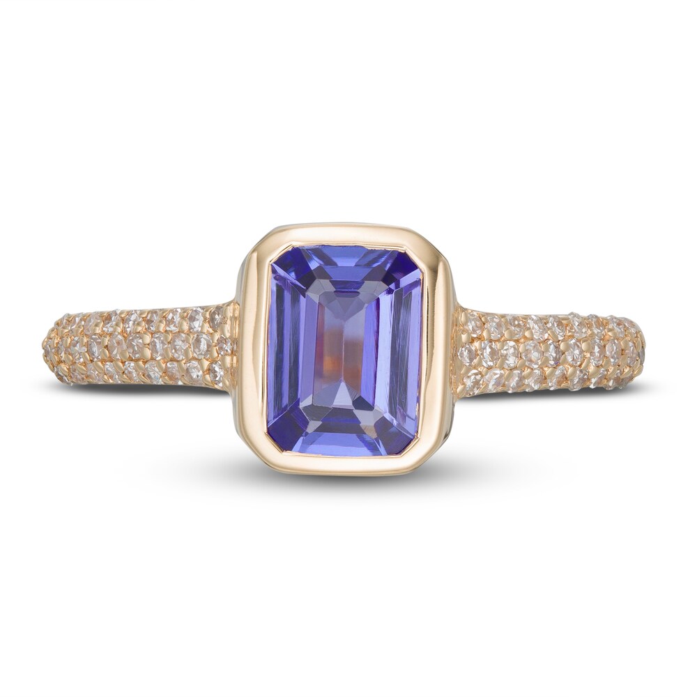 LALI Jewels Natural Tanzanite Engagement Ring 1/5 ct tw Diamonds 14K Yellow Gold qxpah518