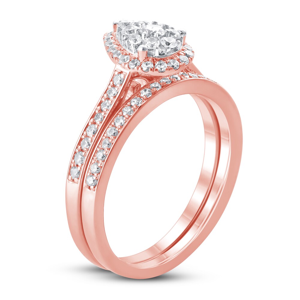 Diamond Bridal Set 1/2 ct tw Round 14K Rose Gold r0oTB0LK