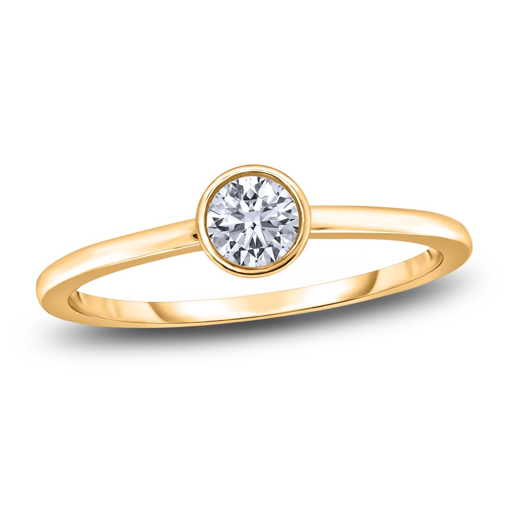 Diamond Solitaire Engagement Ring 1/2 ct tw Bezel-Set Round 14K Yellow Gold (I2/I) r6UYCBmO [r6UYCBmO]