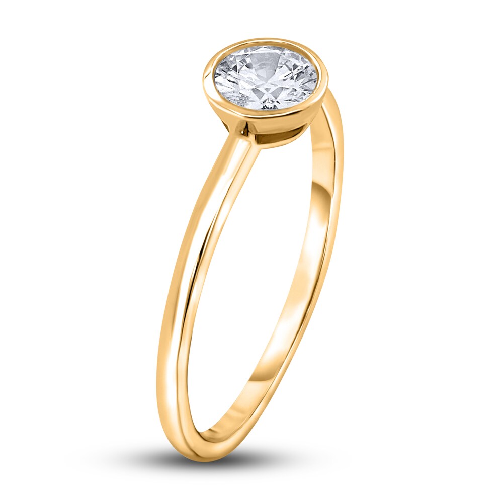 Diamond Solitaire Engagement Ring 1/2 ct tw Bezel-Set Round 14K Yellow Gold (I2/I) r6UYCBmO