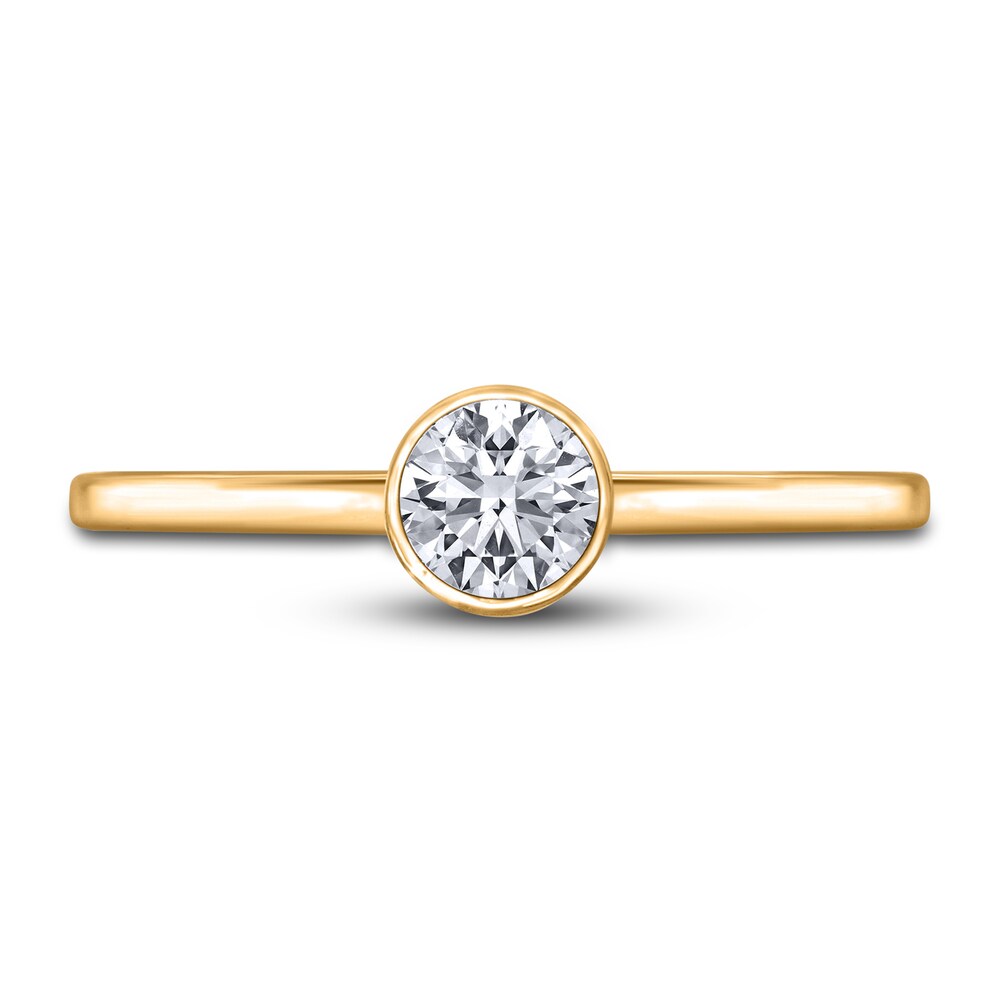 Diamond Solitaire Engagement Ring 1/2 ct tw Bezel-Set Round 14K Yellow Gold (I2/I) r6UYCBmO