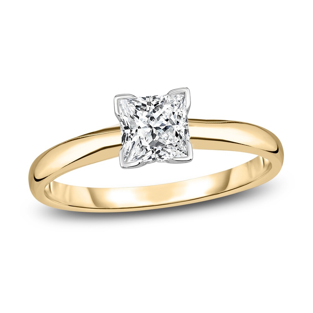 Diamond Solitaire Engagement Ring 3/8 ct tw Princess 14K Yellow Gold (I2/I) rDHMkKzs [rDHMkKzs]