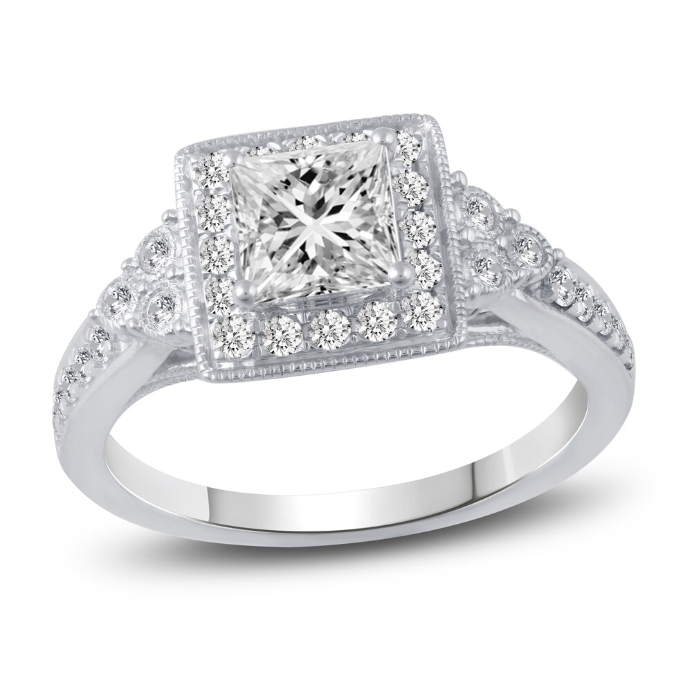 Diamond Engagement Ring 1-1/5 ct tw Princess/Round 14K White Gold rDuWQGja [rDuWQGja]