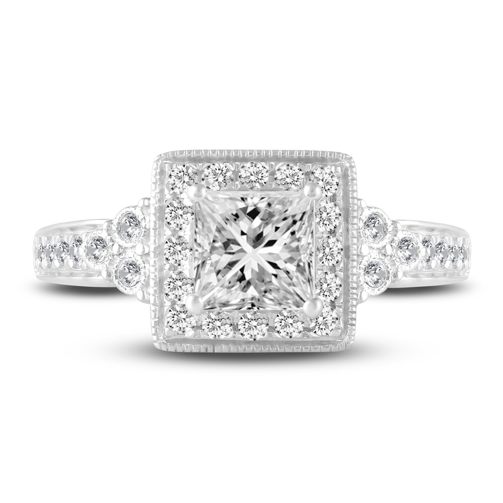 Diamond Engagement Ring 1-1/5 ct tw Princess/Round 14K White Gold rDuWQGja