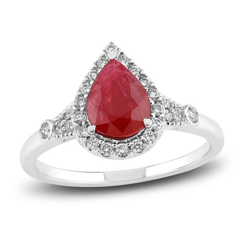 Natural Ruby Engagement Ring 1/5 ct tw Diamonds 14K White Gold rPaCHW7p [rPaCHW7p]