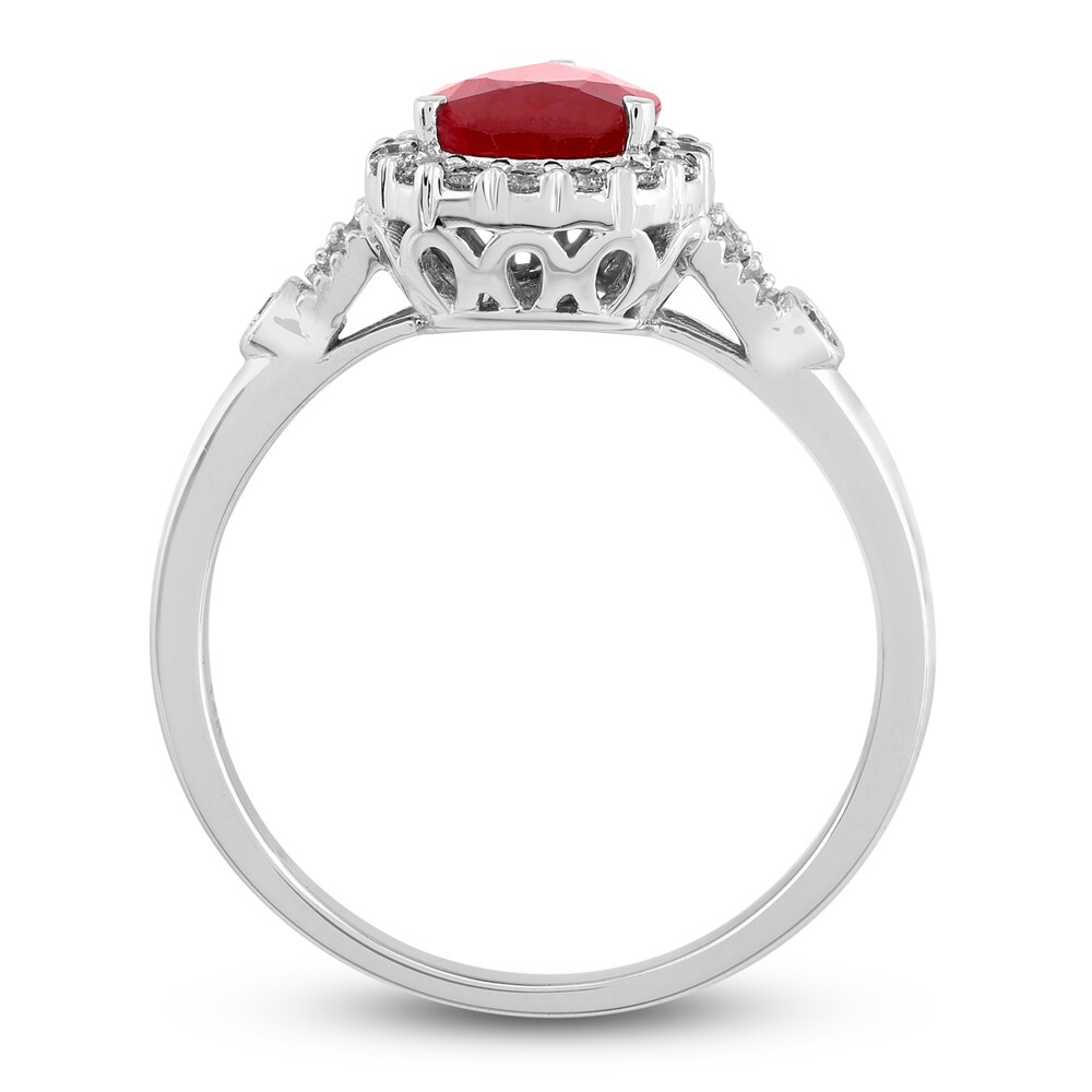 Natural Ruby Engagement Ring 1/5 ct tw Diamonds 14K White Gold rPaCHW7p