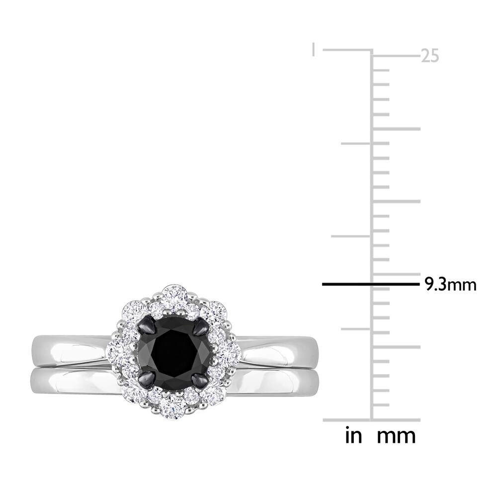 Black & White Diamond Bridal Set 1 ct tw Round 14K White Gold rQkWaeky