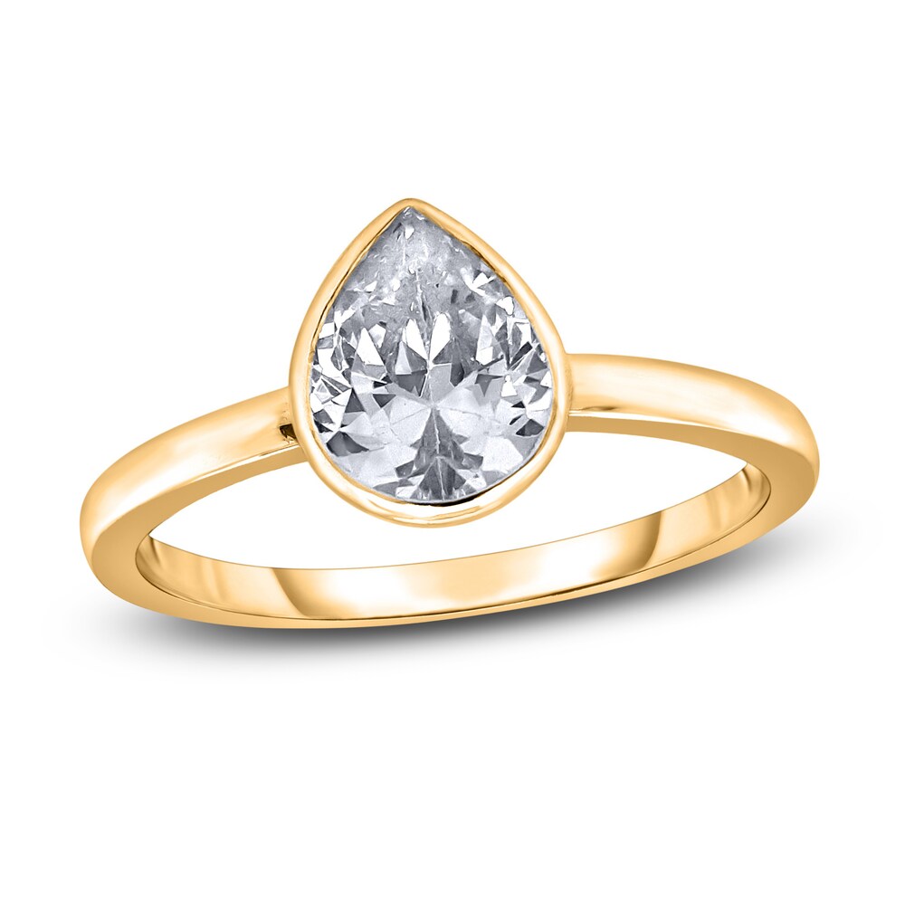 Diamond Solitaire Engagement Ring 3/4 ct tw Bezel-Set Pear 14K Yellow Gold (I2/I) rRp6g9QG [rRp6g9QG]