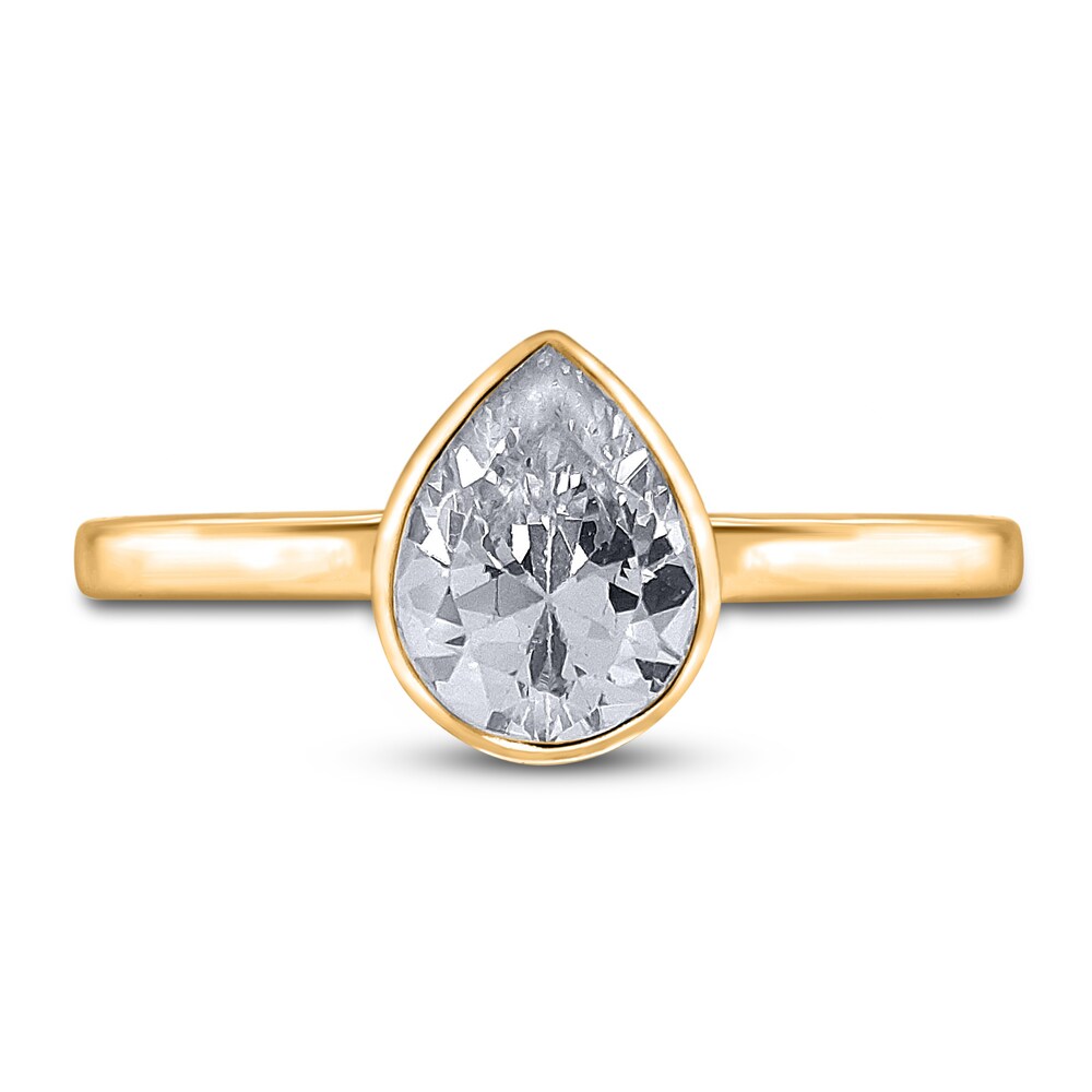 Diamond Solitaire Engagement Ring 3/4 ct tw Bezel-Set Pear 14K Yellow Gold (I2/I) rRp6g9QG