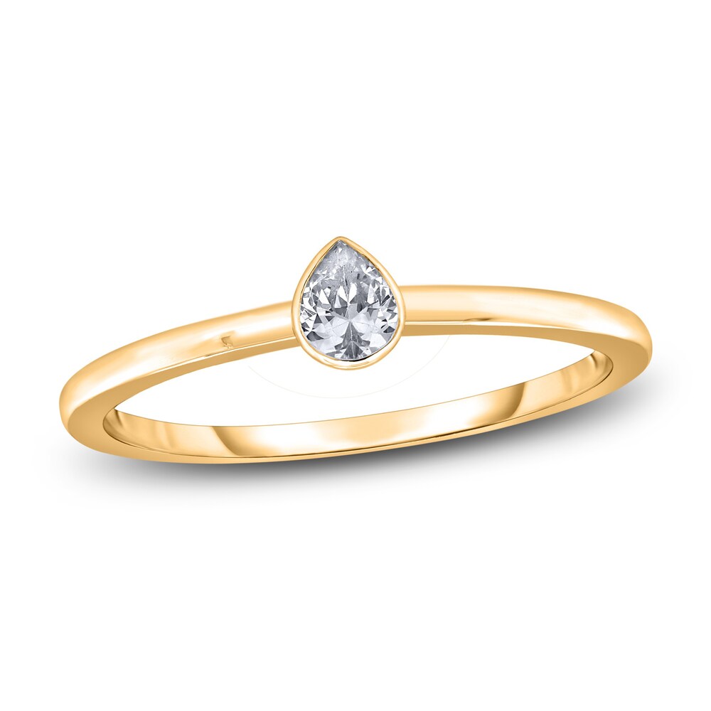 Diamond Solitaire Engagement Ring 1/4 ct tw Bezel-Set Pear-cut 14K Yellow Gold (I2/I) rWrBNqrq [rWrBNqrq]