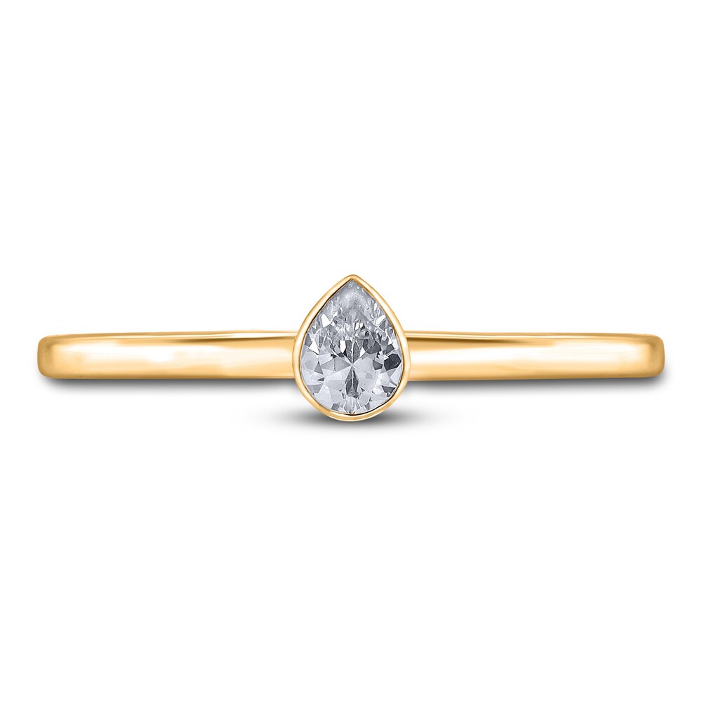 Diamond Solitaire Engagement Ring 1/4 ct tw Bezel-Set Pear-cut 14K Yellow Gold (I2/I) rWrBNqrq