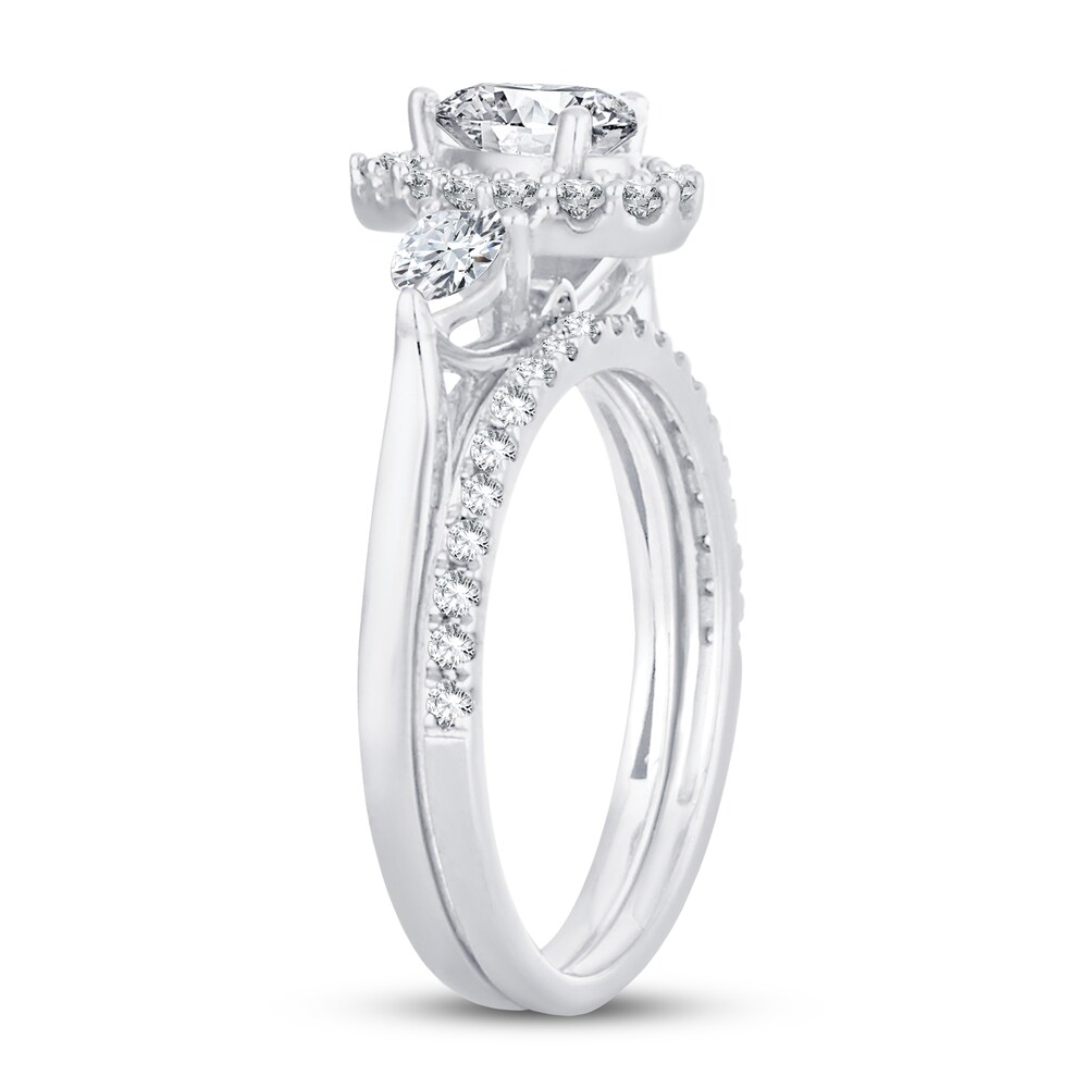 Diamond Bridal Set 1-1/5 ct tw Pear-shapedRound-cut 14K White Gold rgZEOOLE