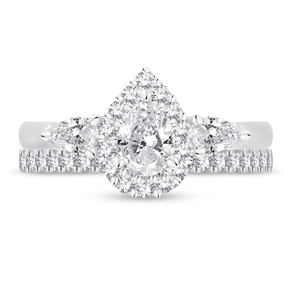 Diamond Bridal Set 1-1/5 ct tw Pear-shapedRound-cut 14K White Gold rgZEOOLE