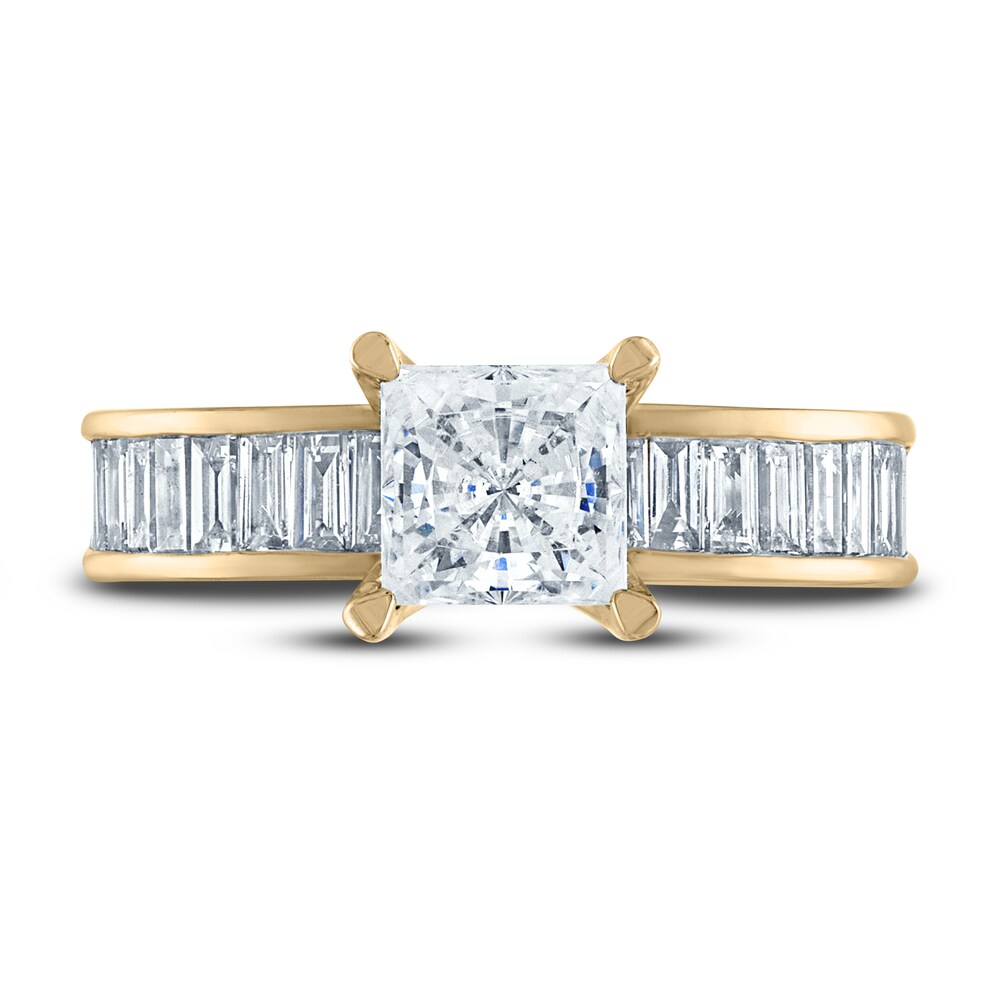 Vera Wang WISH Diamond Engagement Ring 2-1/4 ct tw Princess/Baguette 18K Yellow Gold rnxUCLuH