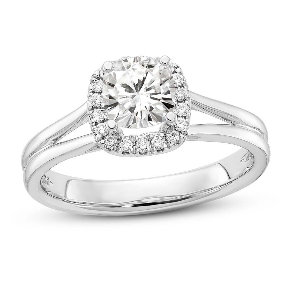 Diamond Halo Engagement Ring 3/4 ct tw Cushion/Round 14K White Gold rpMk5vyH [rpMk5vyH]