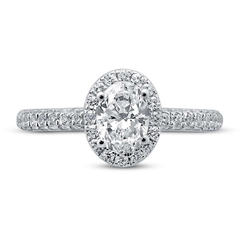 Pnina Tornai Simply Sophisticated Diamond Engagement Ring 1-3/8 ct tw Oval/Round 14K White Gold rrJqnHSG