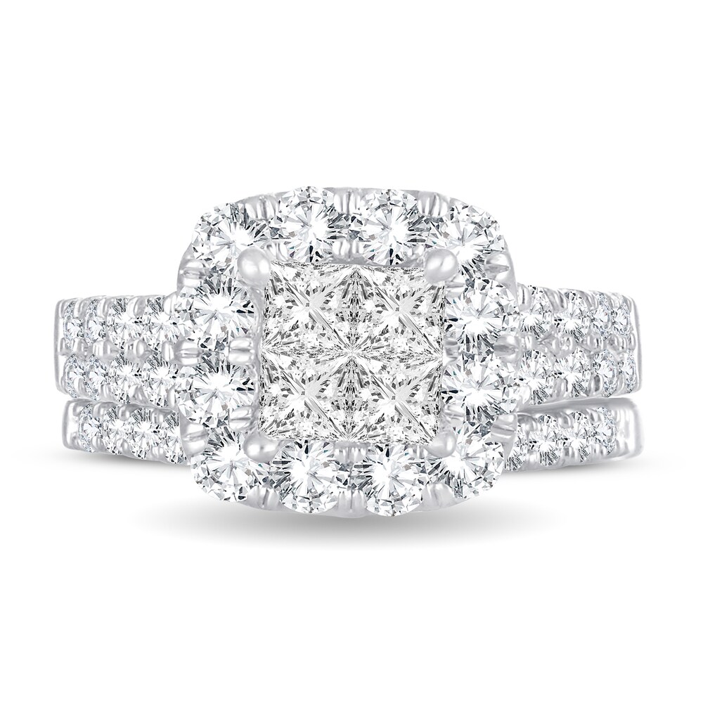 Diamond Bridal Set 2 ct tw Princess 14K White Gold rzFh00HN