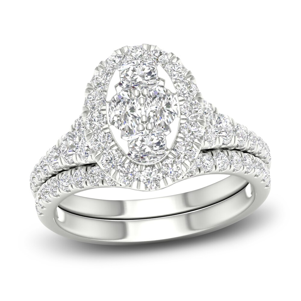 Diamond Bridal Set 1-1/2 ct tw Oval/Round 14K White Gold s98vOwFd [s98vOwFd]