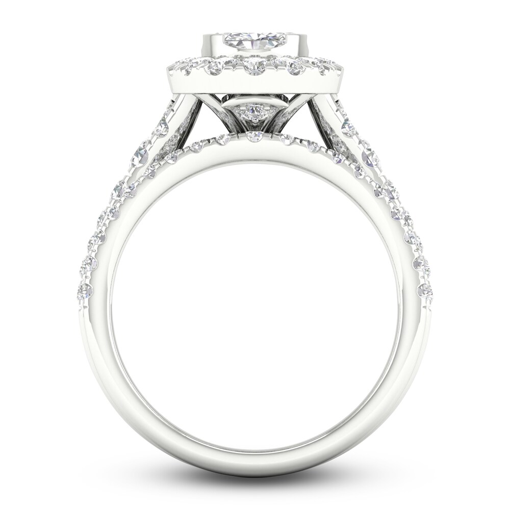 Diamond Bridal Set 1-1/2 ct tw Oval/Round 14K White Gold s98vOwFd