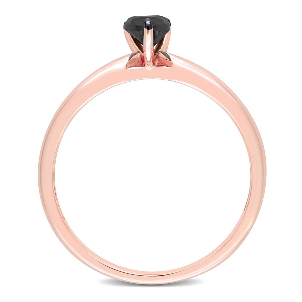 Black Diamond Solitaire Engagement Ring 1/2 ct tw Pear-shaped 14K Rose Gold sIDXx73x