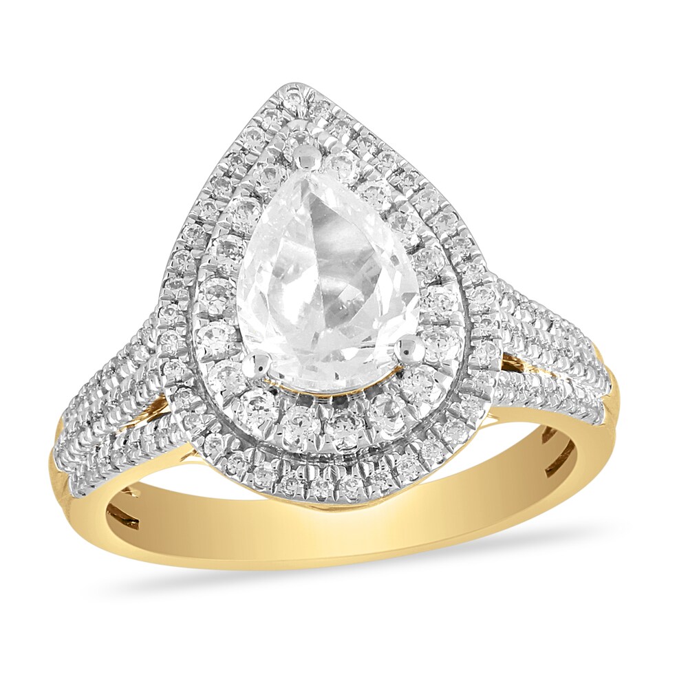 Diamond Engagement Ring 1-1/8 ct tw Pear-shaped/Round 14K Yellow Gold sMi8OUrj [sMi8OUrj]