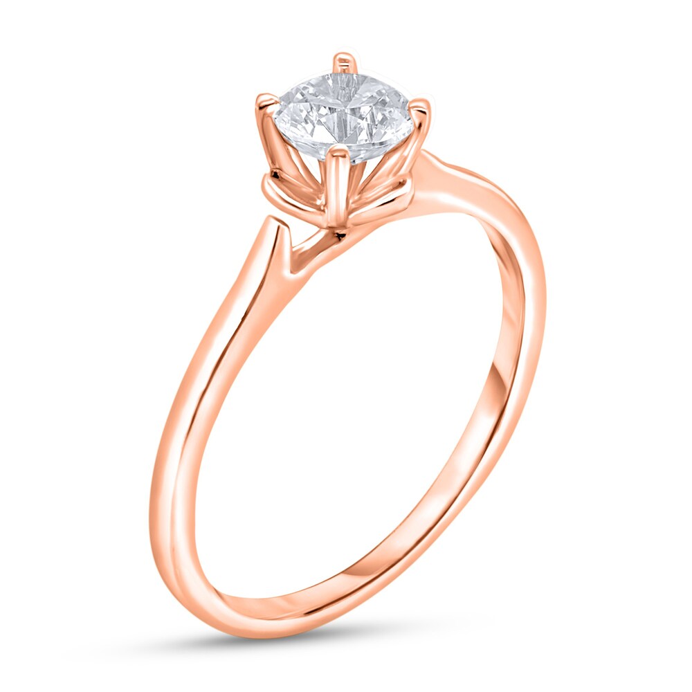 Diamond Solitaire Floral Engagement Ring 3/4 ct tw Round 14K Rose Gold (I2/I) sPY1uH2L