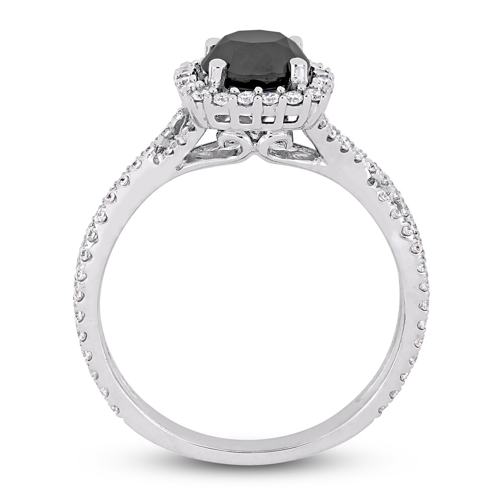 Black & White Diamond Halo Engagement Ring 1-1/2 ct tw Round 14K White Gold seVh0Kh8