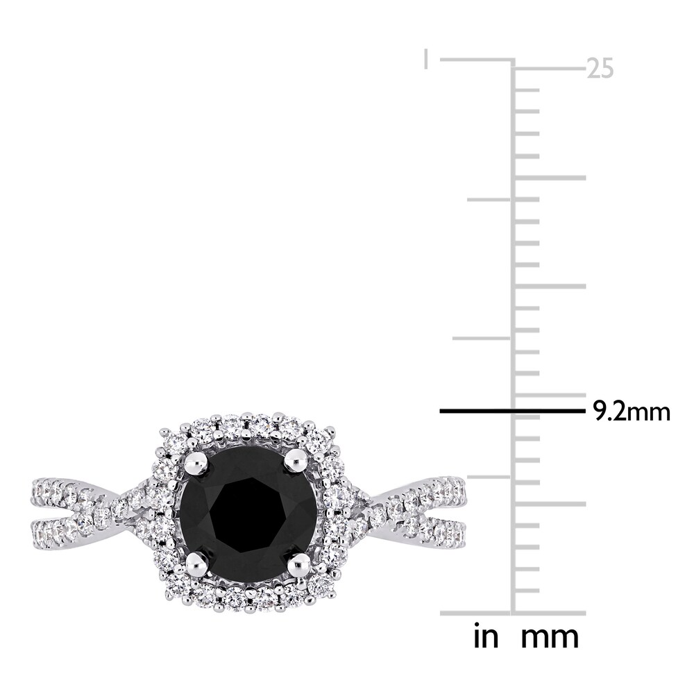 Black & White Diamond Halo Engagement Ring 1-1/2 ct tw Round 14K White Gold seVh0Kh8